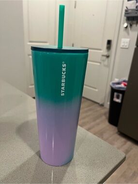 Starbucks Teal to Lavender Ombre Stainless Tumbler with Straw